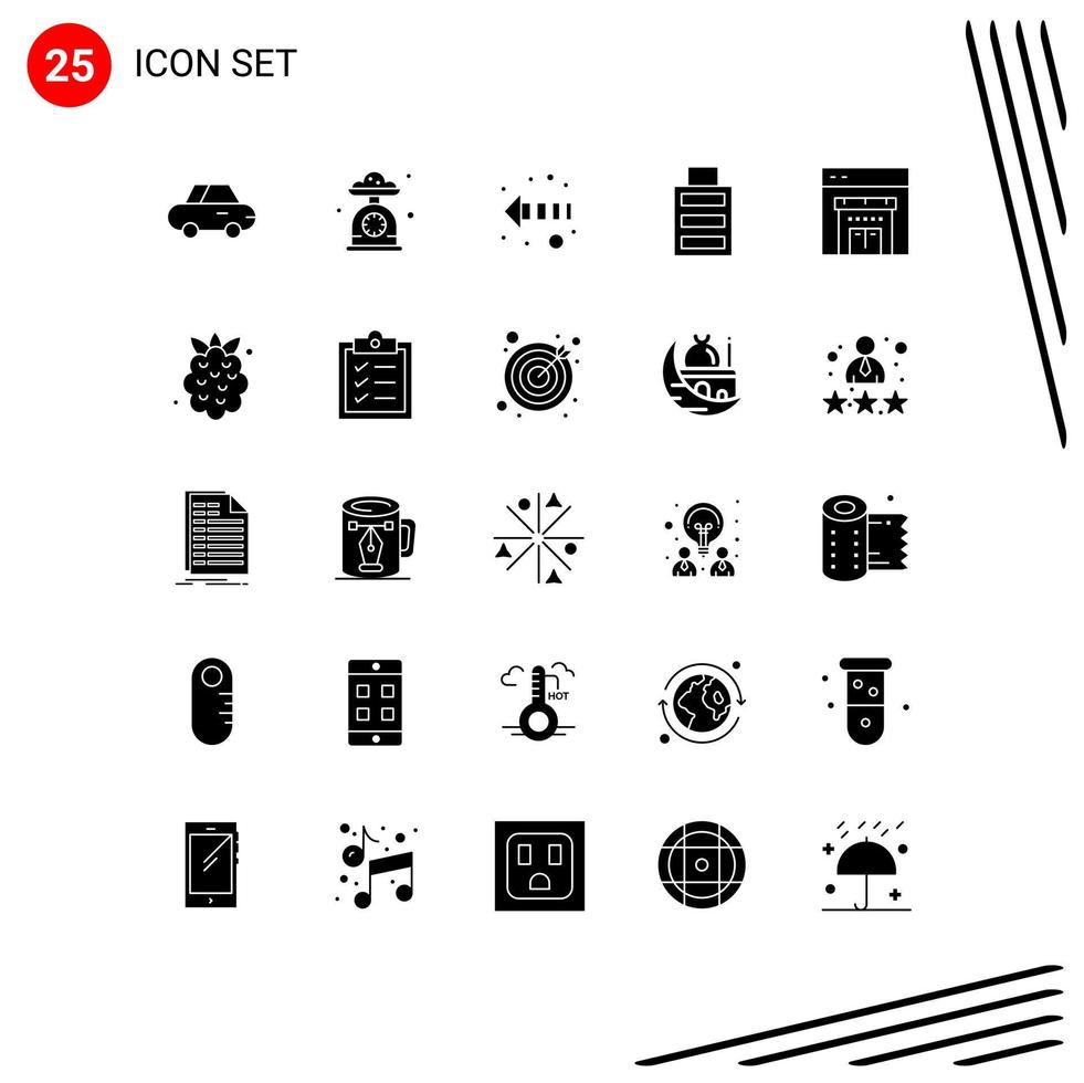 Stock Vector Icon Pack mit 25 Linienzeichen und Symbolen für den Sommereinkaufsrichtungsspeicher einfach bearbeitbare Vektordesignelemente