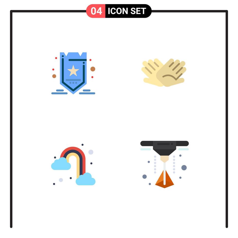 4 platt ikon begrepp för webbplatser mobil och appar marknadsföring regn märka hjälp väder redigerbar vektor design element
