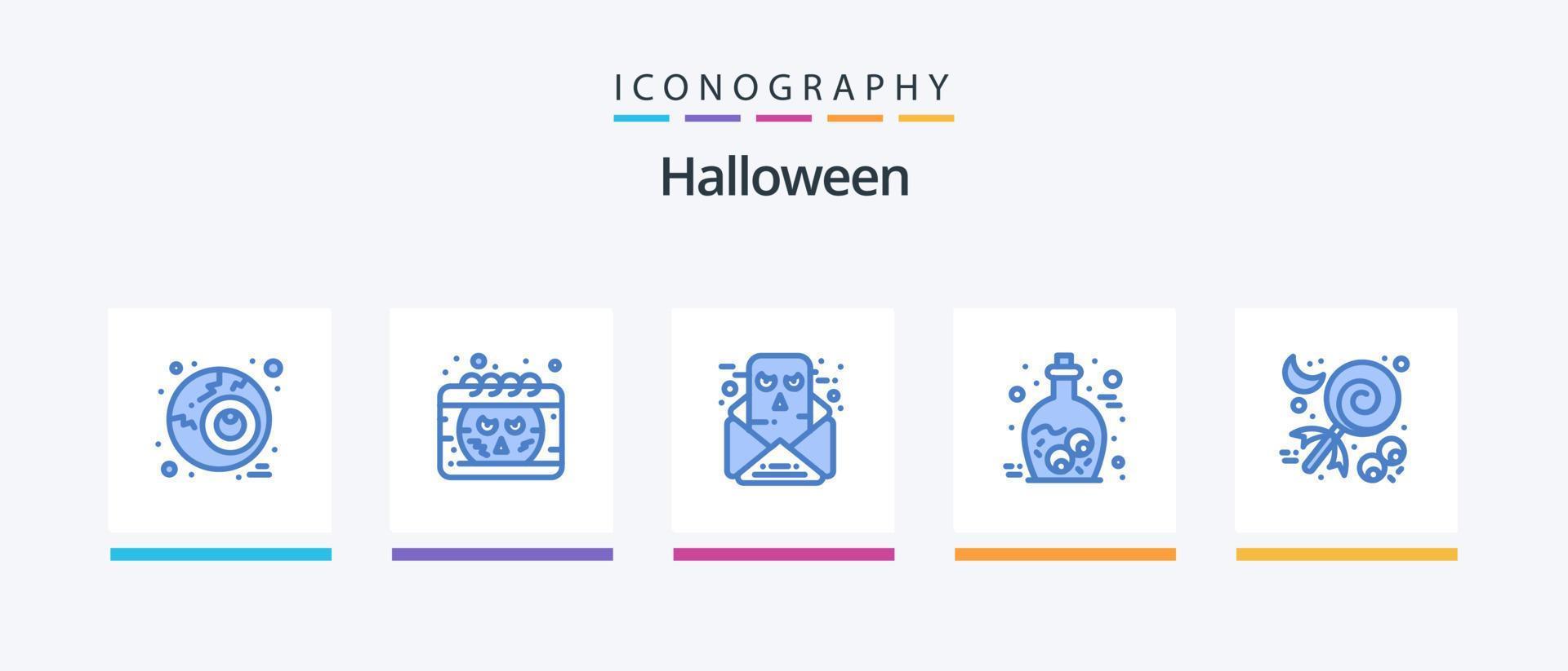 Halloween Blue 5 Icon Pack inklusive Halloween. Süssigkeit. Kommunikation. Zombie. Halloween. kreatives Symboldesign vektor
