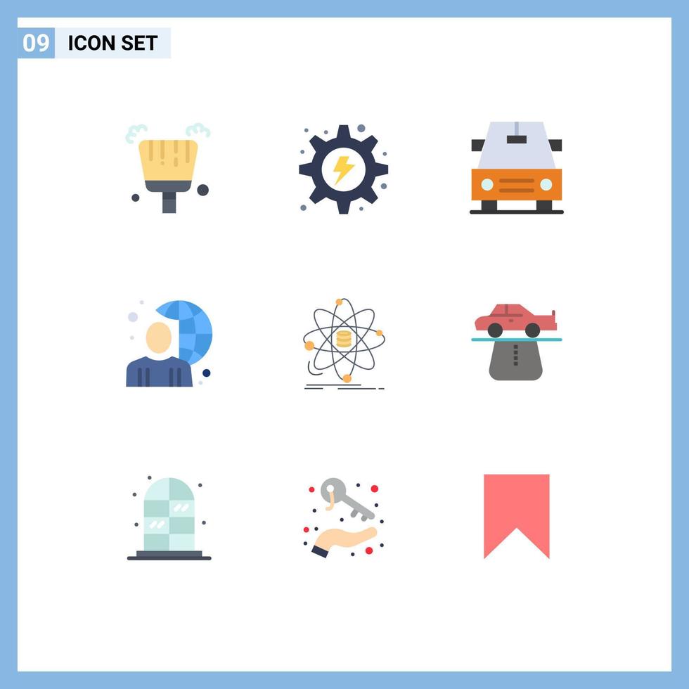9 kreativ ikoner modern tecken och symboler av information analys bil värld klot redigerbar vektor design element