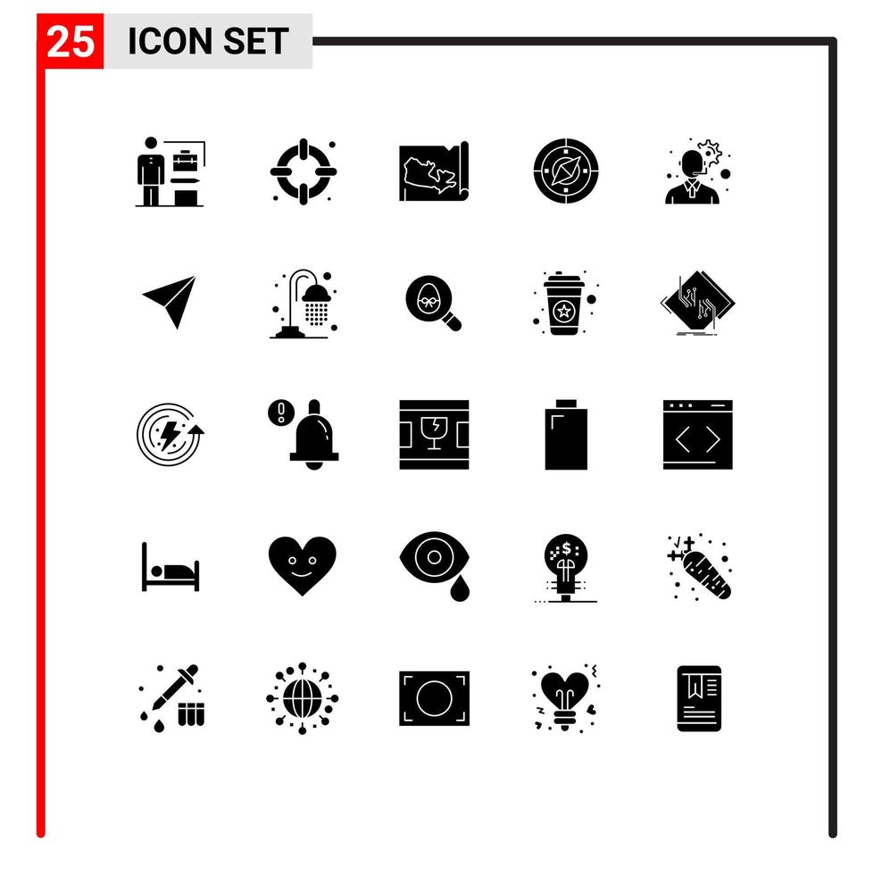 modern uppsättning av 25 fast glyfer pictograph av Instagram redskap värld kund service kompass redigerbar vektor design element