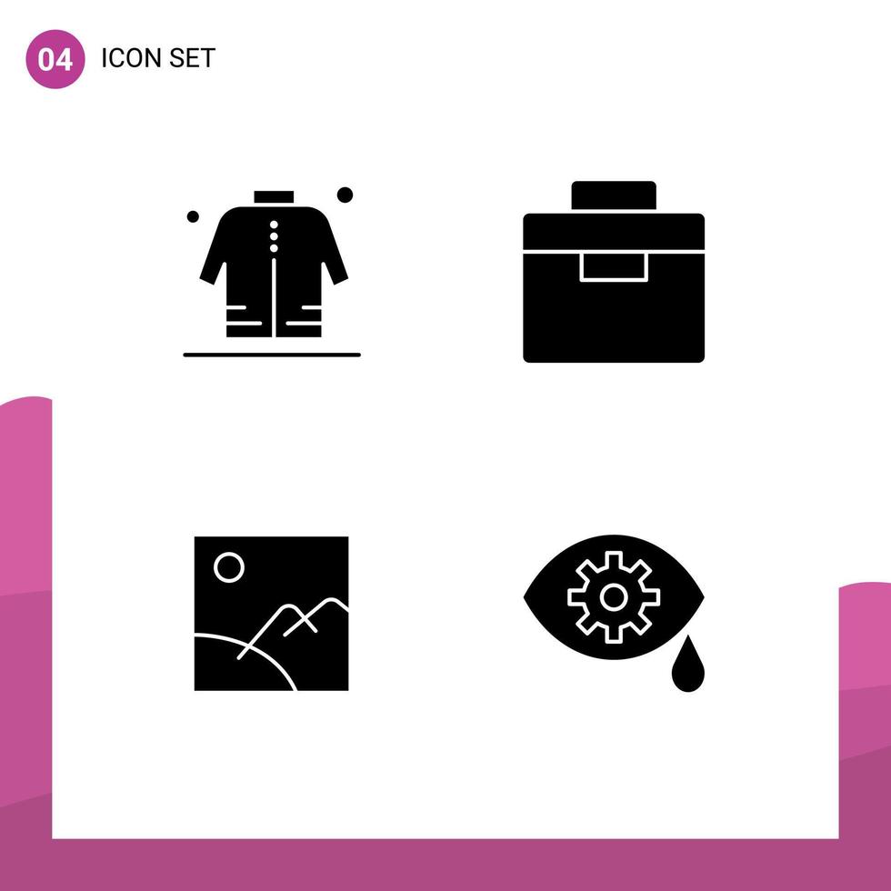 4 universelle solide Glyphenzeichen Symbole für bearbeitbare Vektordesign-Elemente für Jackenbild-Einkaufsausrüstung vektor