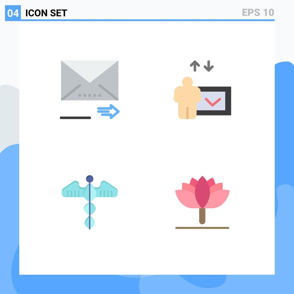 grupp av 4 modern platt ikoner uppsättning för e-post hjärta Nästa Tal vård redigerbar vektor design element