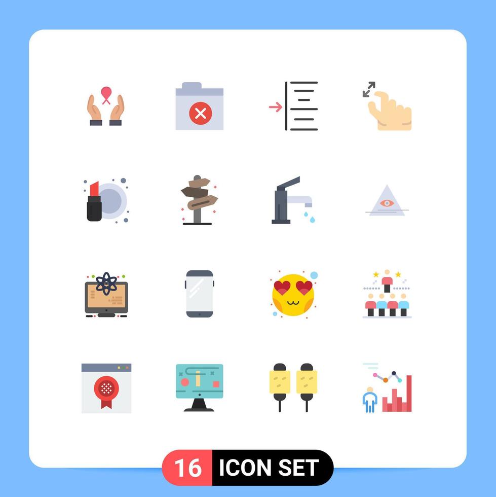 grupp av 16 modern platt färger uppsättning för mode kosmetisk vänster skönhet pressa redigerbar packa av kreativ vektor design element