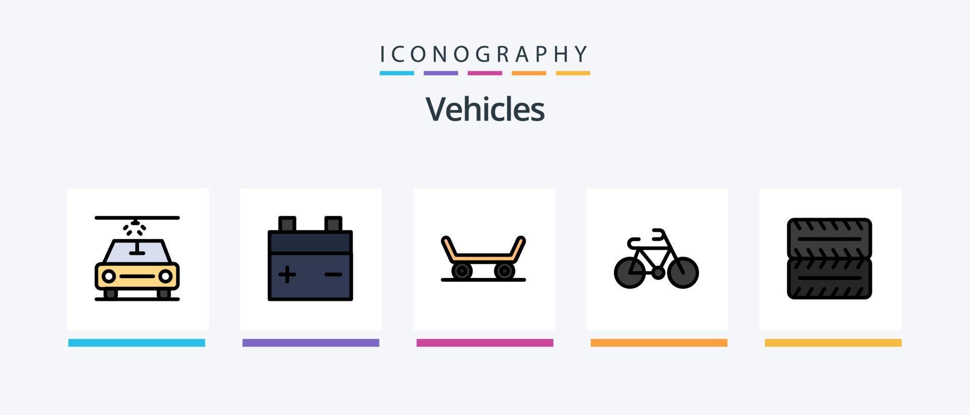 fordon linje fylld 5 ikon packa Inklusive . däck. båt. transport. kreativ ikoner design vektor