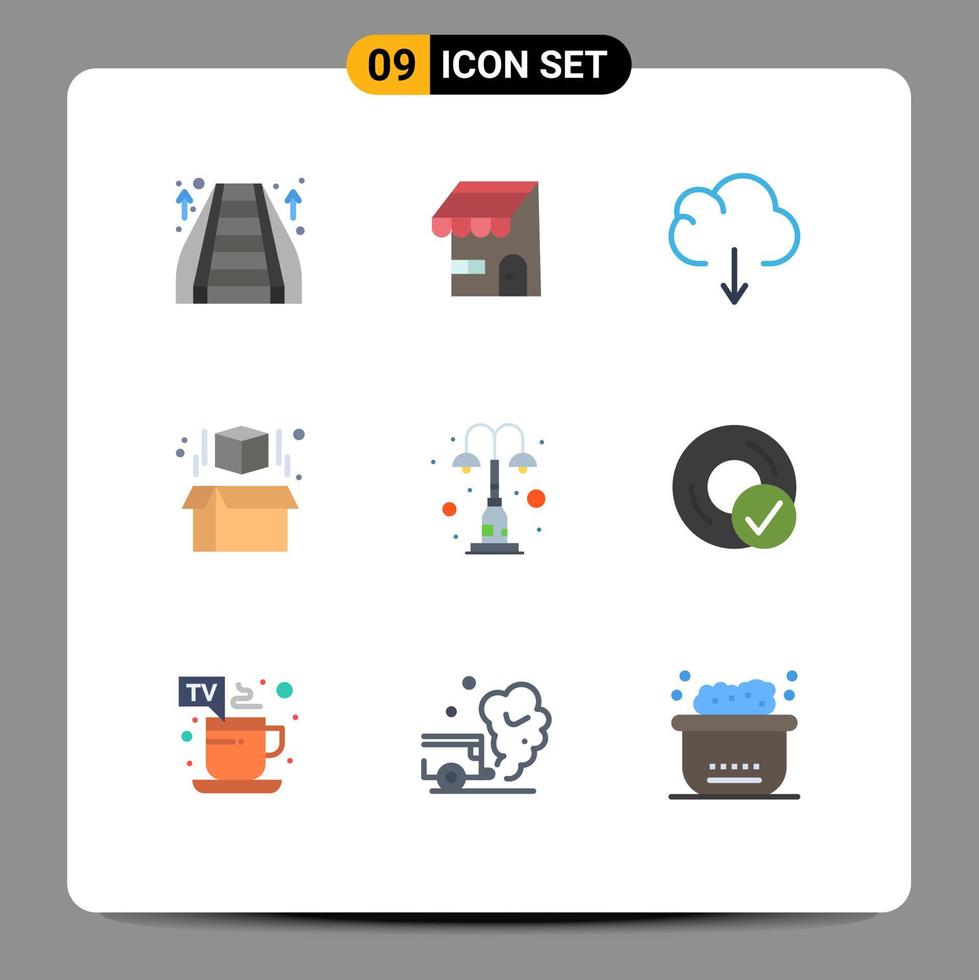 användare gränssnitt packa av 9 grundläggande platt färger av parkera ljus moln element modell redigerbar vektor design element