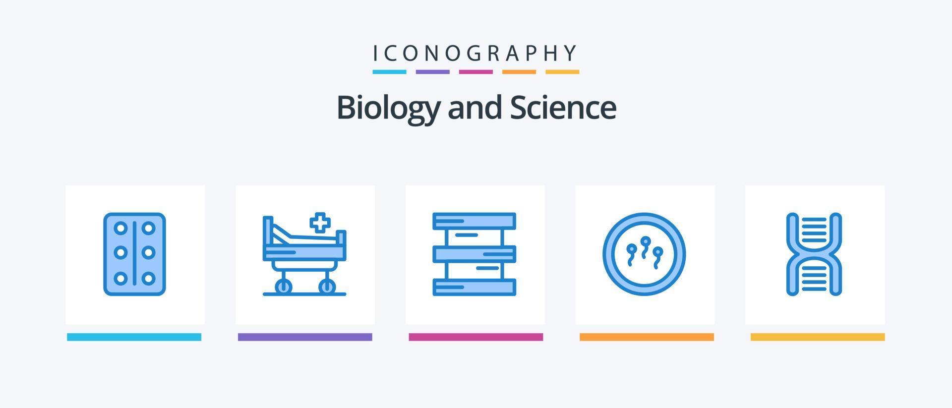 biologi blå 5 ikon packa Inklusive fysik. dna. kemi. biologi. kemi. kreativ ikoner design vektor