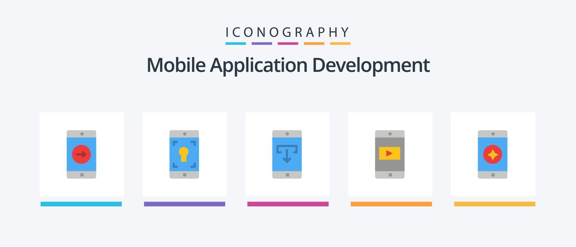 mobil Ansökan utveckling platt 5 ikon packa Inklusive favorit mobil. mobil Ansökan. Ansökan. mobil. mobil Ansökan. kreativ ikoner design vektor