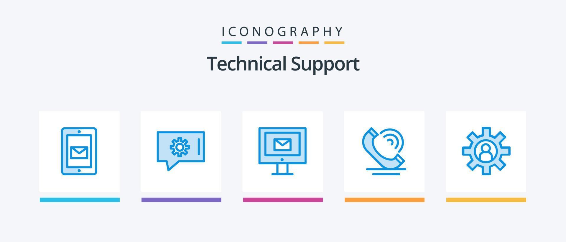 Technischer Support Blue 5 Icon Pack inklusive Service. Kundendienst. Post. Dienstleistungen. Kommunikation. kreatives Symboldesign vektor