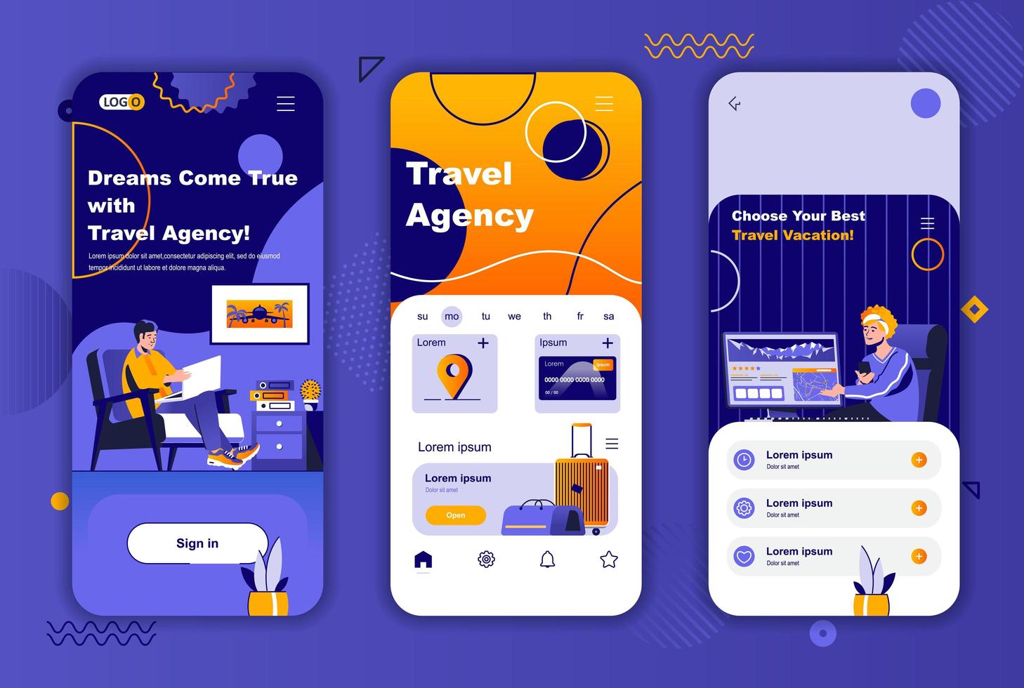 Reisebüro einzigartiges Design-Kit für soziale Netzwerke Geschichten. vektor