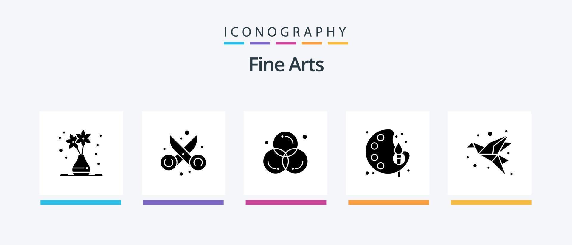 Fine Arts Glyph 5 Icon Pack inklusive Farbe. Künste. Kunst. Kunst. Design. kreatives Symboldesign vektor