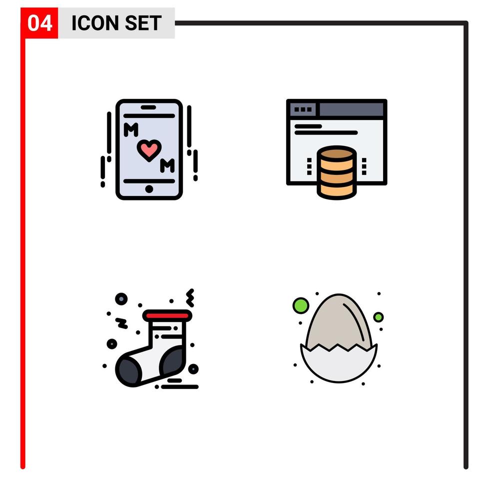 4 kreativ ikoner modern tecken och symboler av telefon strumpa mor server bebis redigerbar vektor design element
