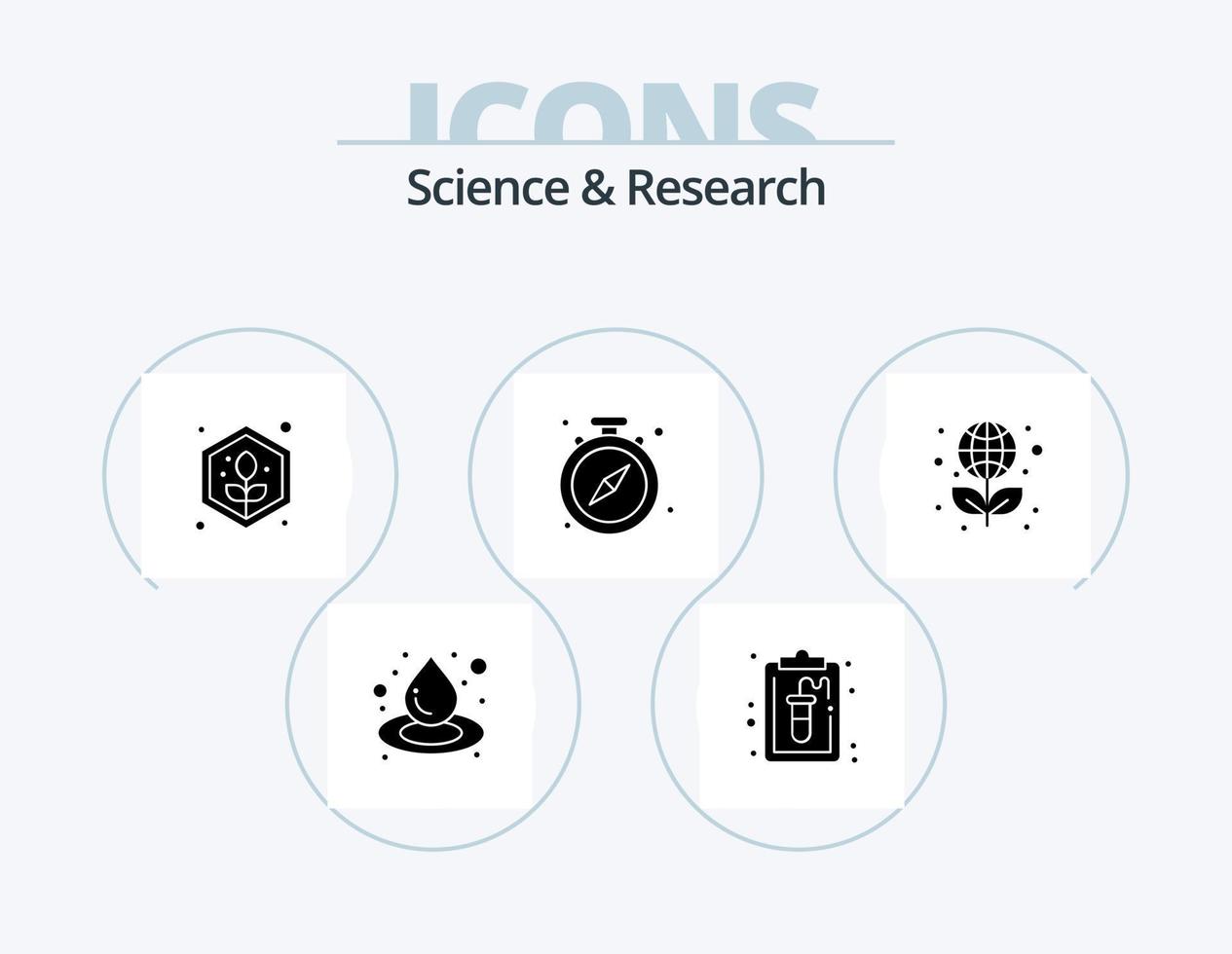 vetenskap glyf ikon packa 5 ikon design. lagerblad. utbildning. växa. tid. sluta vektor