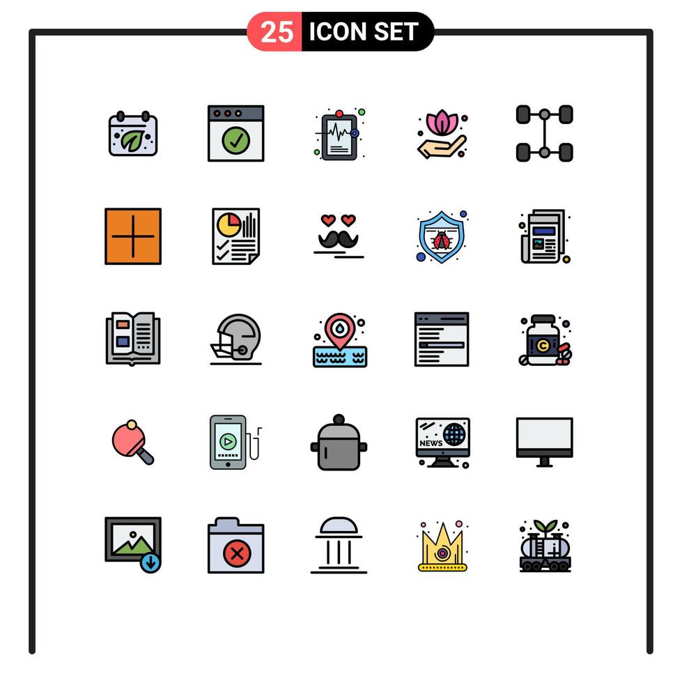 packa av 25 modern fylld linje platt färger tecken och symboler för webb skriva ut media sådan som ny fordon sjukhus Diagram bil grön redigerbar vektor design element