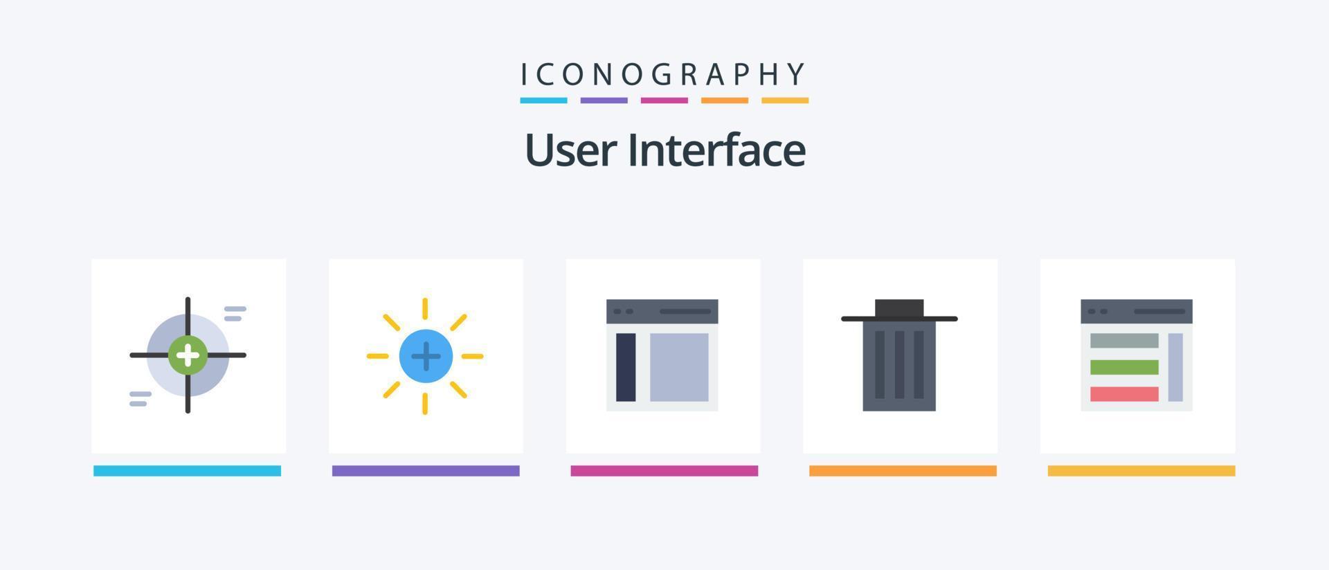 användare gränssnitt platt 5 ikon packa Inklusive användare. gränssnitt. användare. radera. sidofältet. kreativ ikoner design vektor