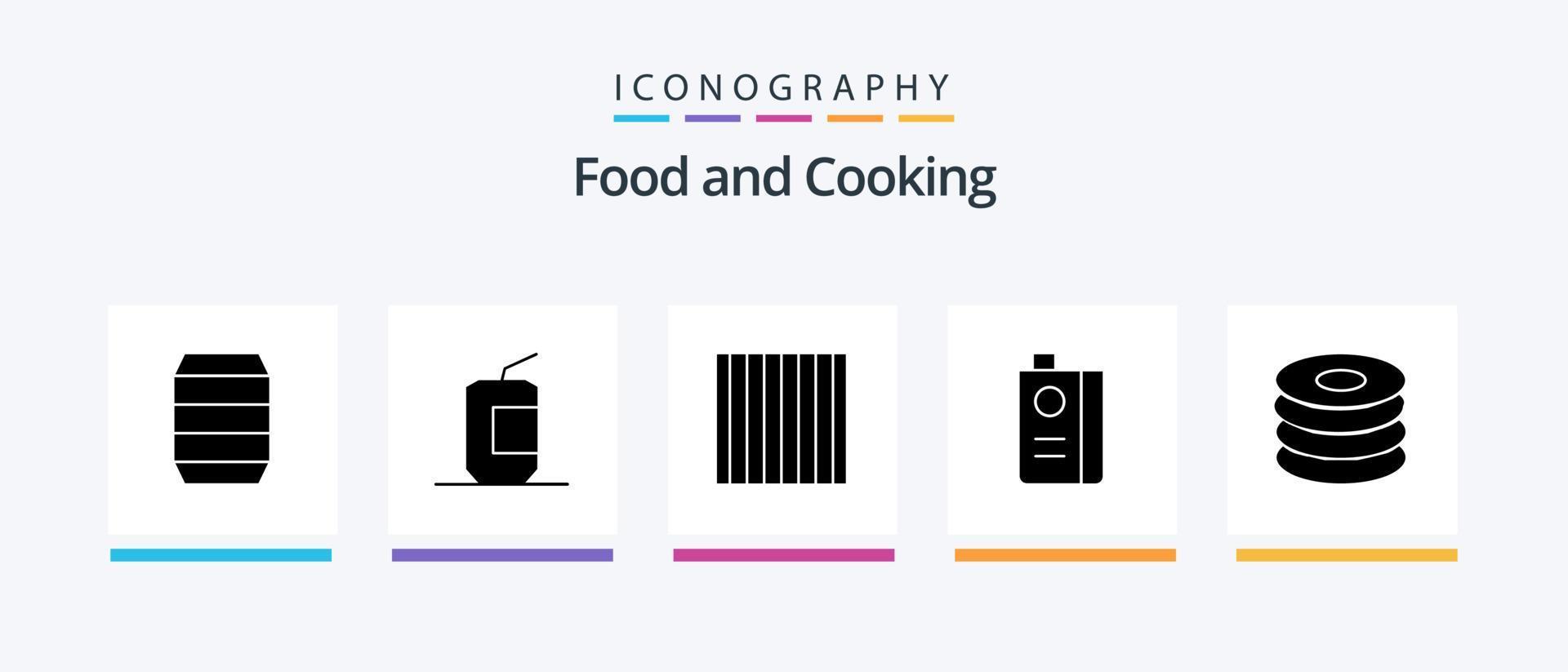 mat glyf 5 ikon packa Inklusive maträtt. frukt. mat. mat. och. kreativ ikoner design vektor