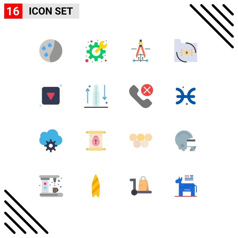 16 tematiska vektor platt färger och redigerbar symboler av pil ekonomi teckning dokumentera bank redigerbar packa av kreativ vektor design element