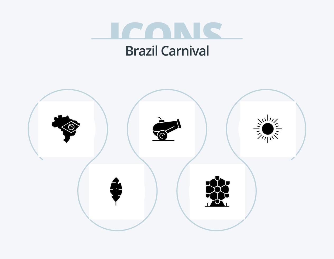 Brasilien karneval glyf ikon packa 5 ikon design. Brasilien. flagga. landmärke. Karta. karneval vektor