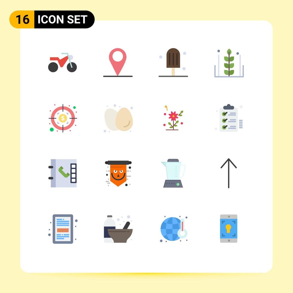 mobil gränssnitt platt Färg uppsättning av 16 piktogram av frukost vinst höst investering vete redigerbar packa av kreativ vektor design element