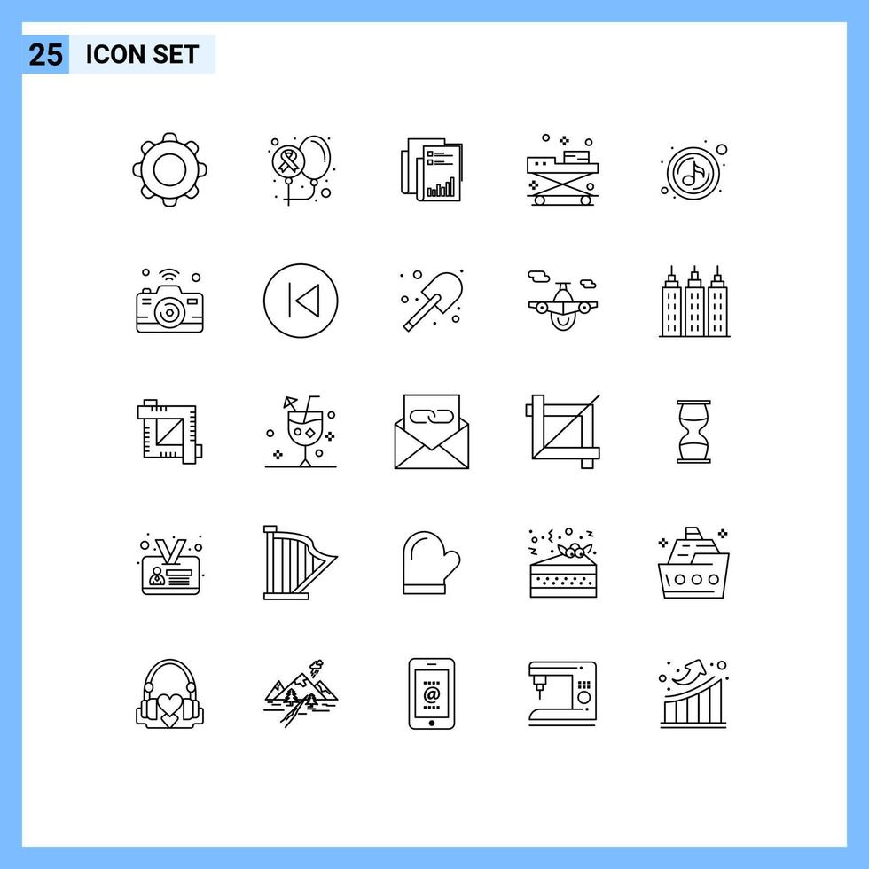 grupp av 25 rader tecken och symboler för ambulans marknadsföring hälsa data granska redigerbar vektor design element