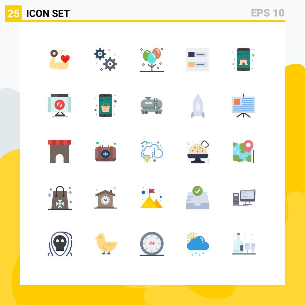 platt Färg packa av 25 universell symboler av mobil app Hem dekoration app rutnät redigerbar vektor design element