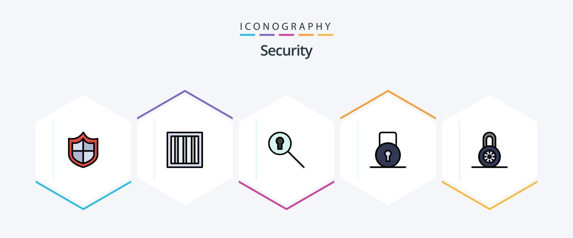 Security 25 Filledline Icon Pack inklusive . Schutz. Geheimnis. Vorhängeschloss. Sicherheit vektor