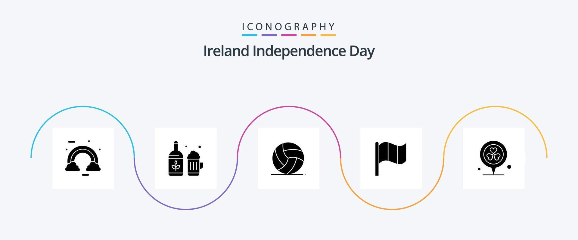 irland oberoende dag glyf 5 ikon packa Inklusive plats. irländsk. irland. irland. sport vektor