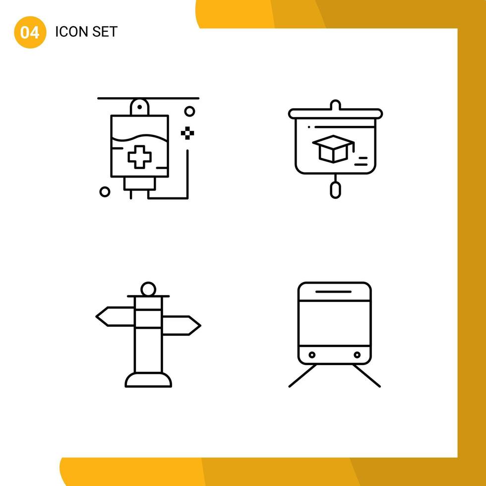 4 kreative Symbole moderne Zeichen und Symbole des Gesundheitswesens Straßendiagramm Schulzug editierbare Vektordesign-Elemente vektor
