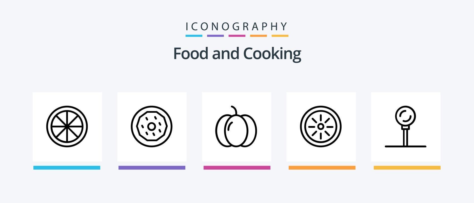 Food Line 5 Icon Pack inklusive Lutscher. Lebensmittel. Lebensmittel. Kochen. Lebensmittel. kreatives Symboldesign vektor