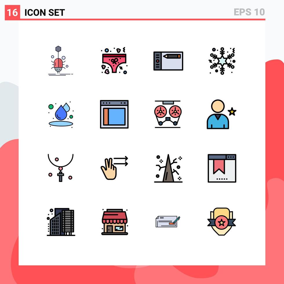 Stock Vektor Icon Pack mit 16 Linienzeichen und Symbolen für feuchte Winterunterwäsche Schnee Tablet editierbare kreative Vektordesign-Elemente