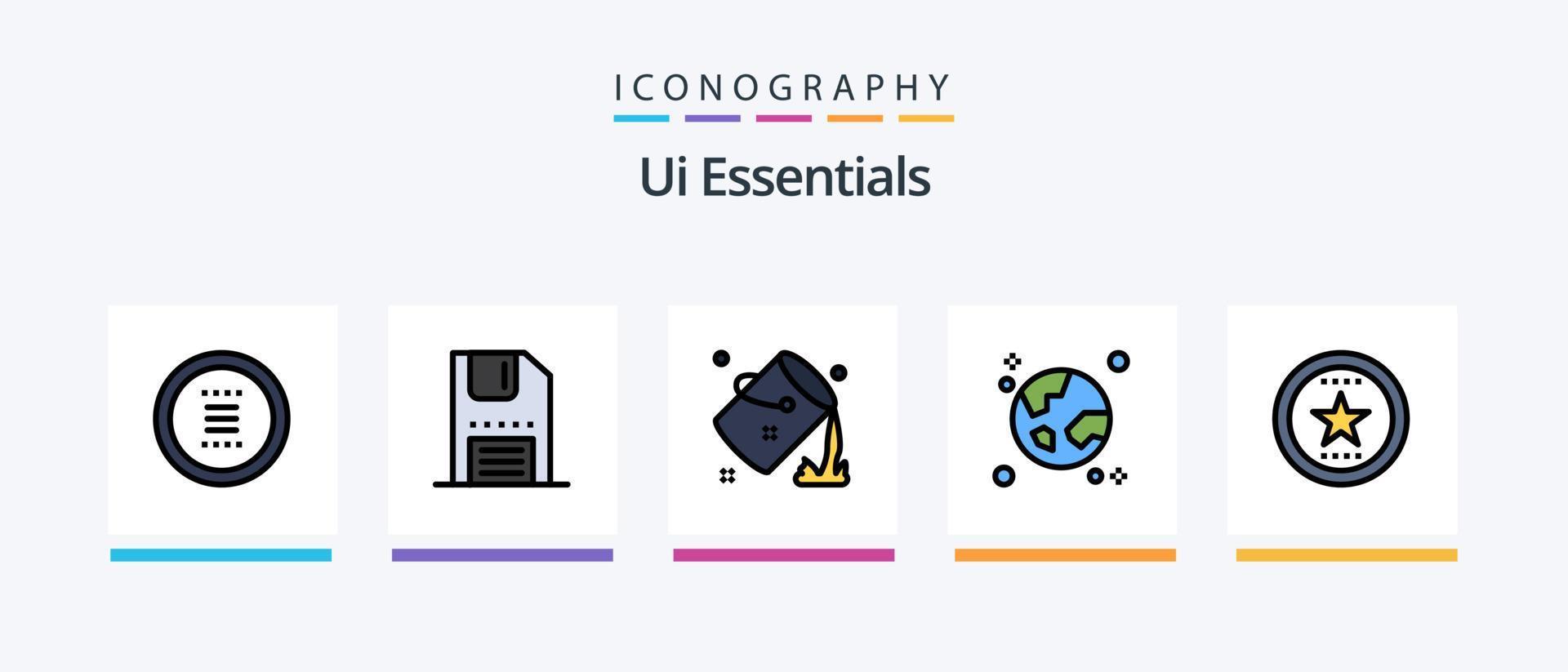 ui Essentials Line gefüllt 5 Icon Pack inklusive Spiel. vergeben. Kuchen. Navigation. Hamburger. kreatives Symboldesign vektor