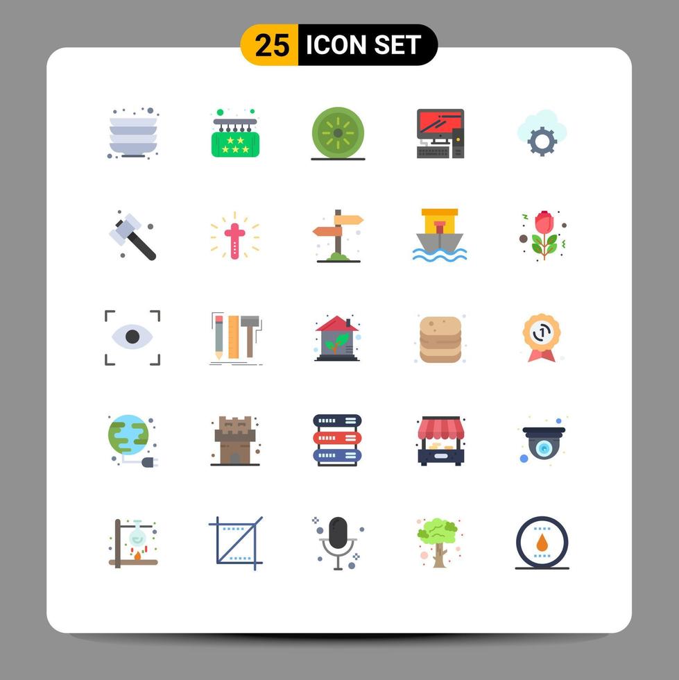 25 platt Färg begrepp för webbplatser mobil och appar datoranvändning moln mat pc Utrustning redigerbar vektor design element