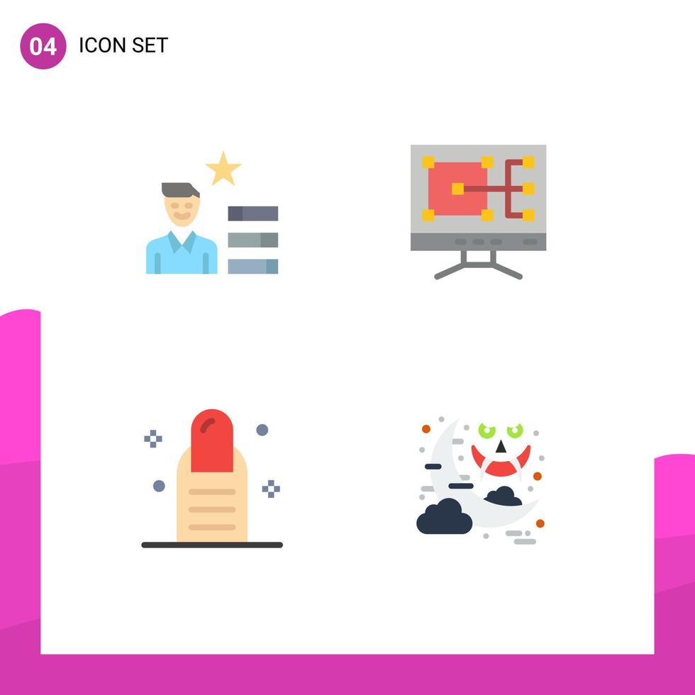 mobil gränssnitt platt ikon uppsättning av 4 piktogram av hitta jobb salong personlig reparera måne redigerbar vektor design element