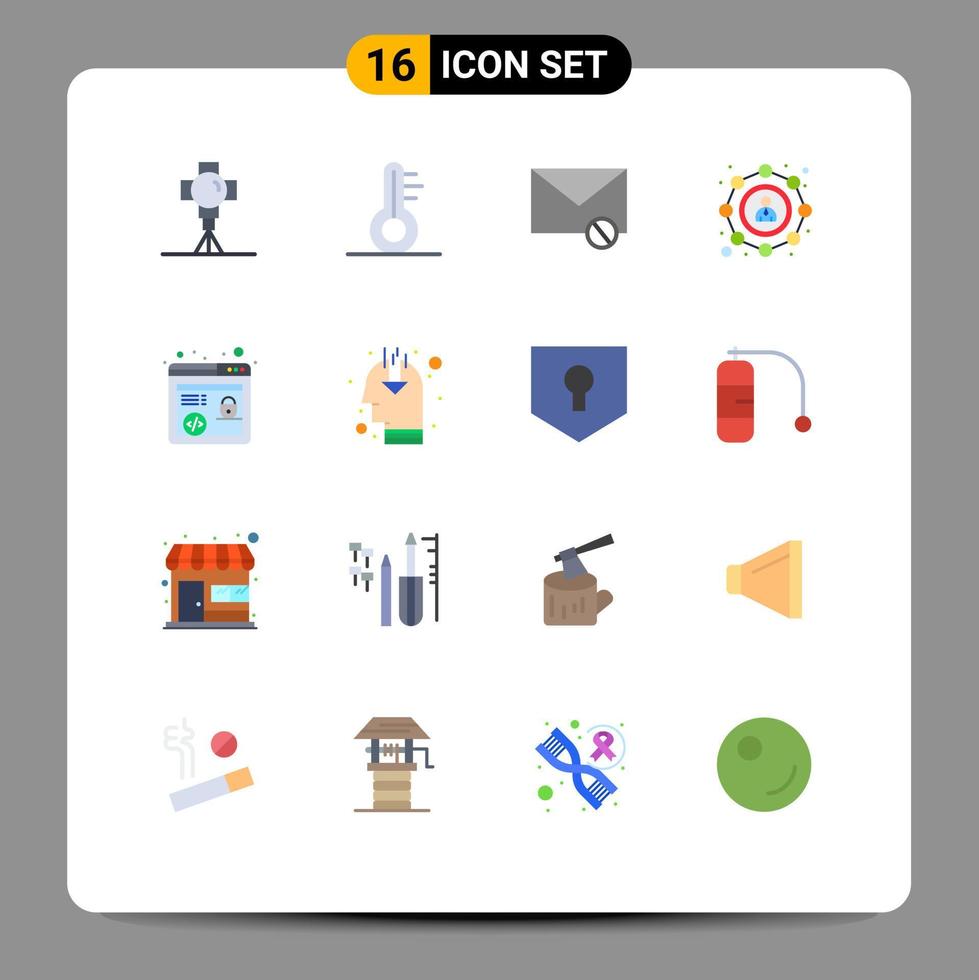 16 universelle Flachfarben für Web- und mobile Anwendungen HTTP-Sharing-Umschlag SEO-Spam-editierbares Paket kreativer Vektordesign-Elemente vektor