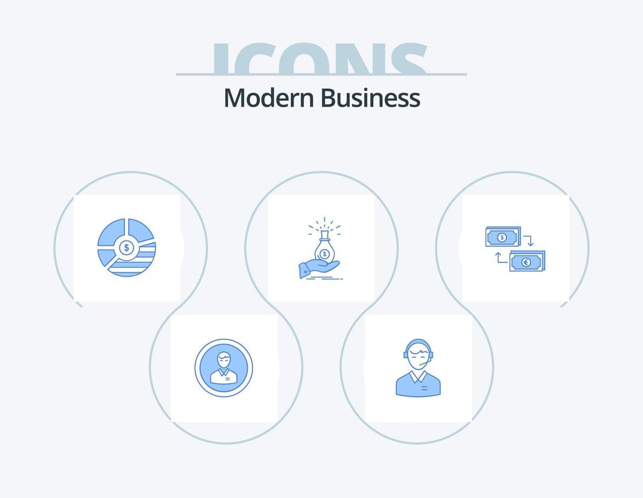 modern företag blå ikon packa 5 ikon design. företag. analys. företag. Diagram. uppkopplad konsult vektor