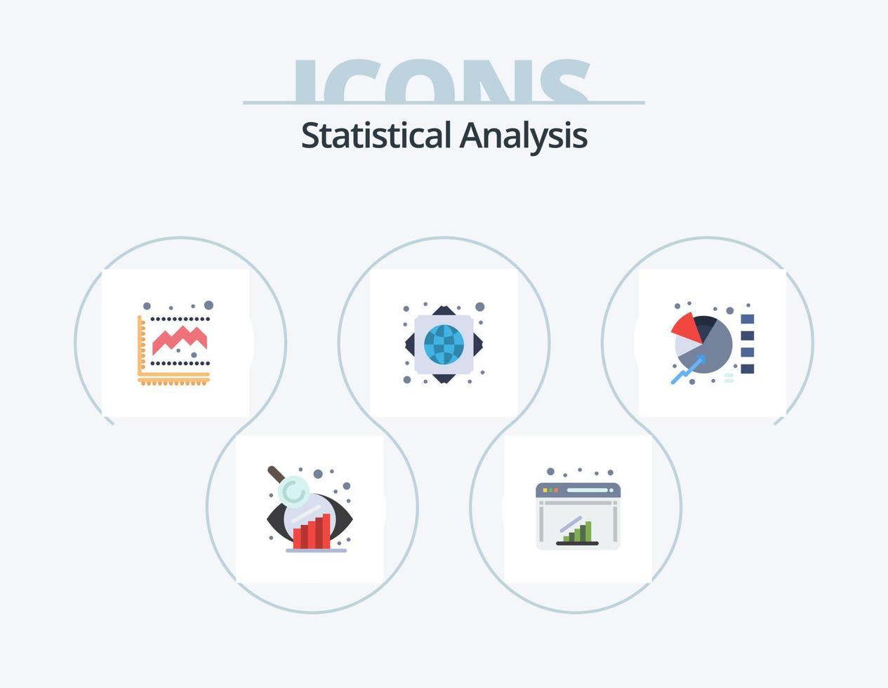 Statistische Analyse flach Icon Pack 5 Icon Design. Statistiken. Graph. Graph. Diagramm. globales Netzwerk vektor