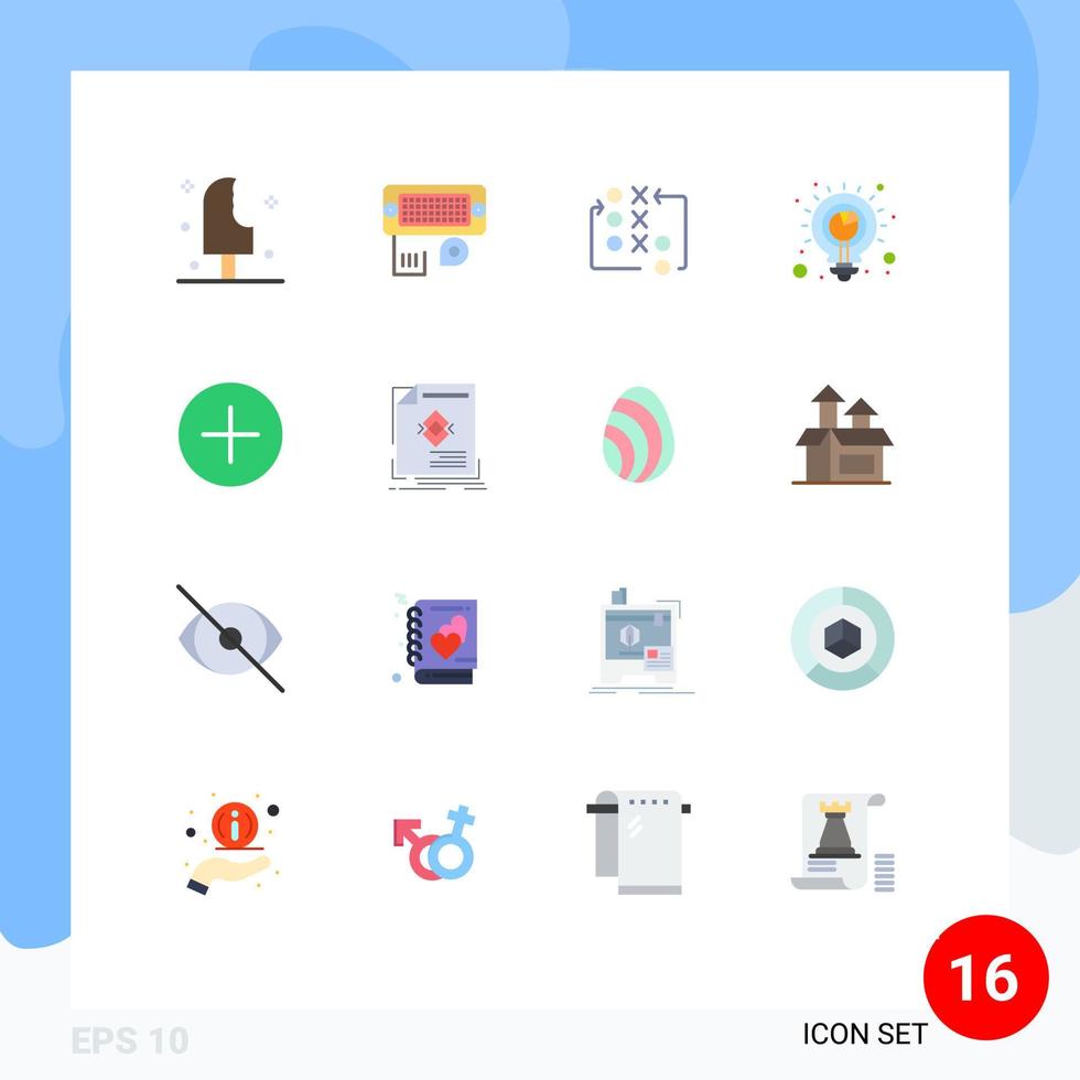editierbares Vektorlinienpaket mit 16 einfachen flachen Farben der Analyselösung Eingabeplanungstaktik editierbares Paket kreativer Vektordesignelemente vektor