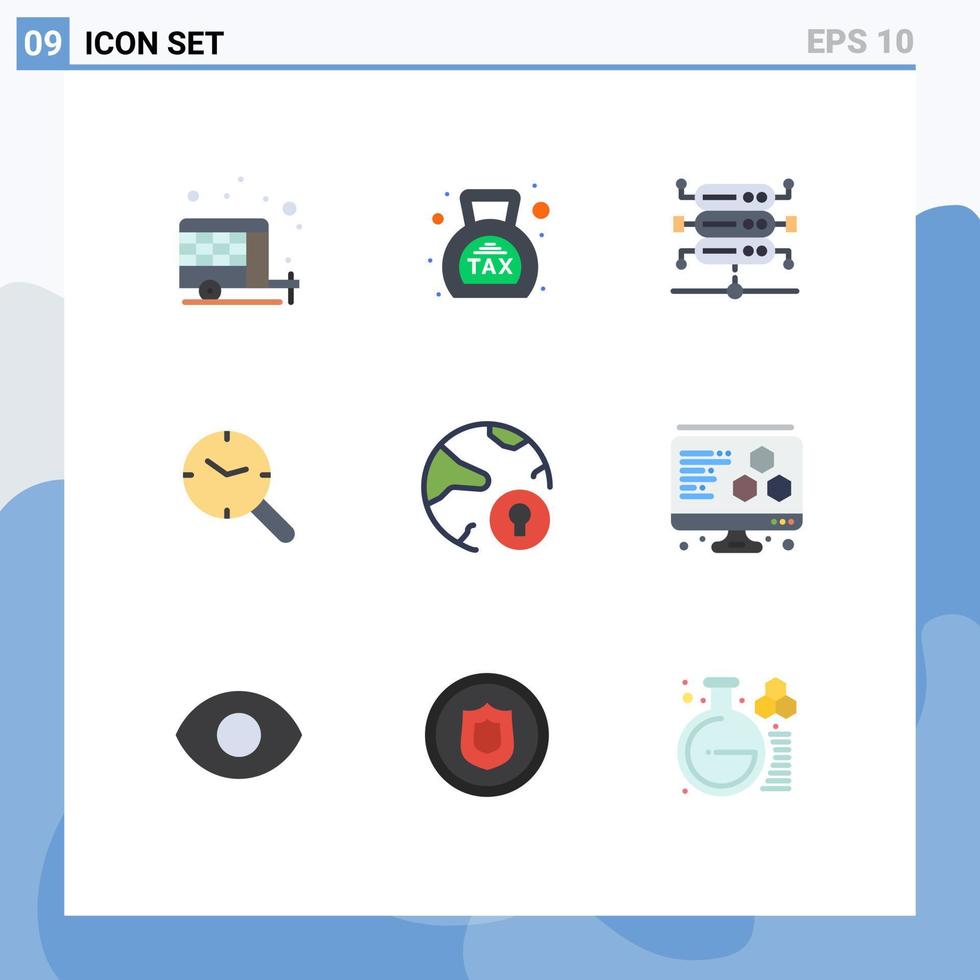 9 kreativ ikoner modern tecken och symboler av internet klocka beskatta Kolla på Sök redigerbar vektor design element