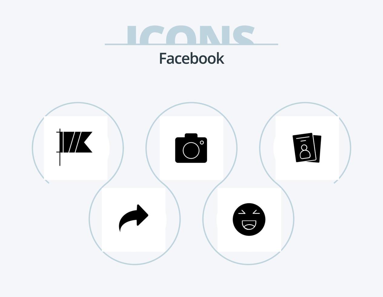 Facebook glyf ikon packa 5 ikon design. kort. bild. golf. Foto. kamera vektor