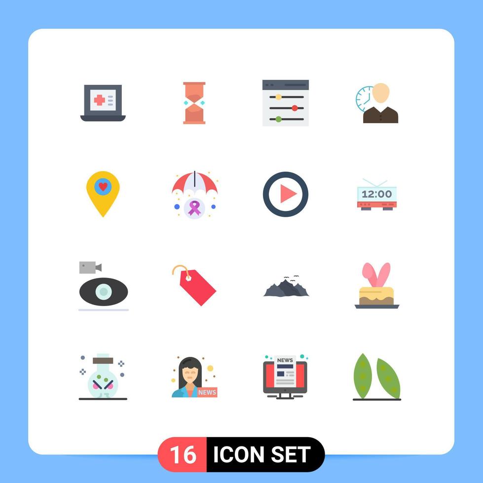 piktogram uppsättning av 16 enkel platt färger av tid personlig kommunikation man klocka redigerbar packa av kreativ vektor design element