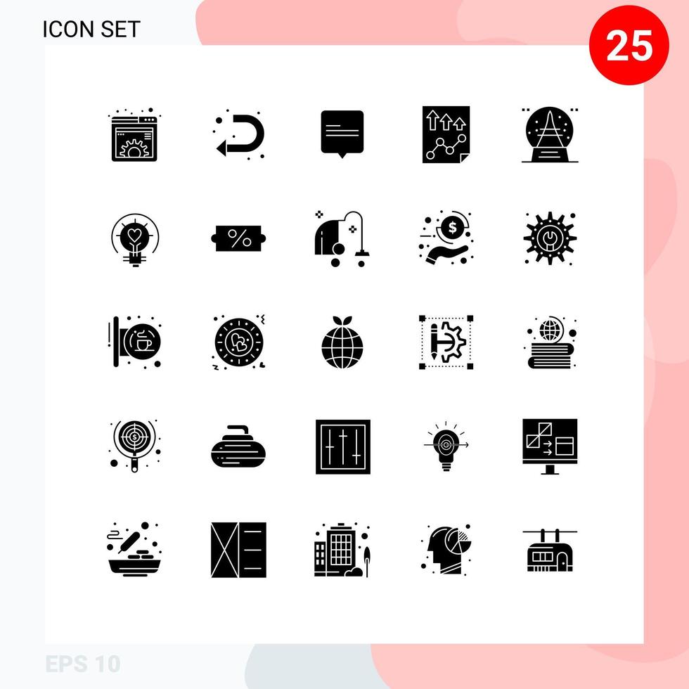 moderner Satz von 25 soliden Glyphen und Symbolen wie Feiertagspapier linke Seite Daten editierbare Vektordesign-Elemente vektor
