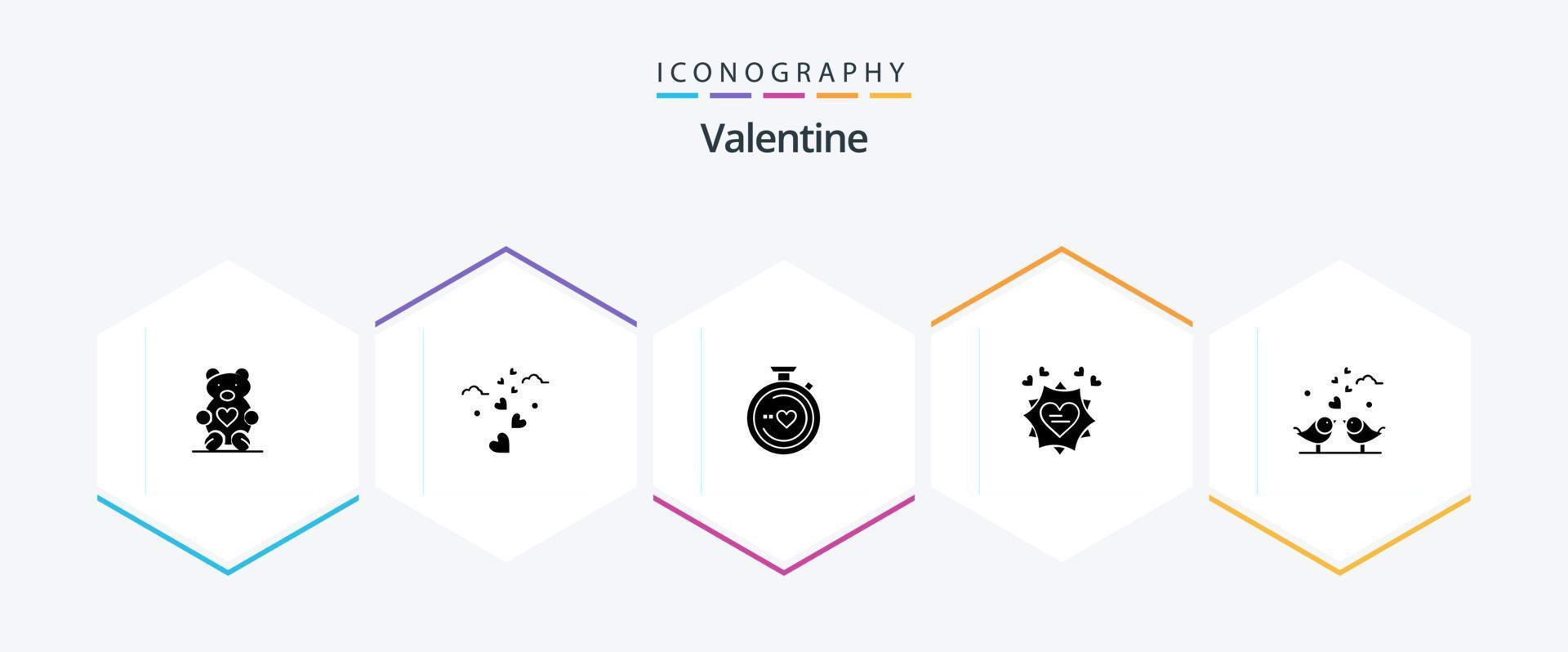 valentine 25 glyf ikon packa Inklusive kort. kärlek. kompass. dag. valentine vektor