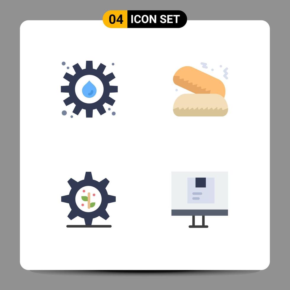 4 flaches Symbolkonzept für mobile Websites und Apps Energieeinstellung Ölkuchenlieferung bearbeitbare Vektordesign-Elemente vektor