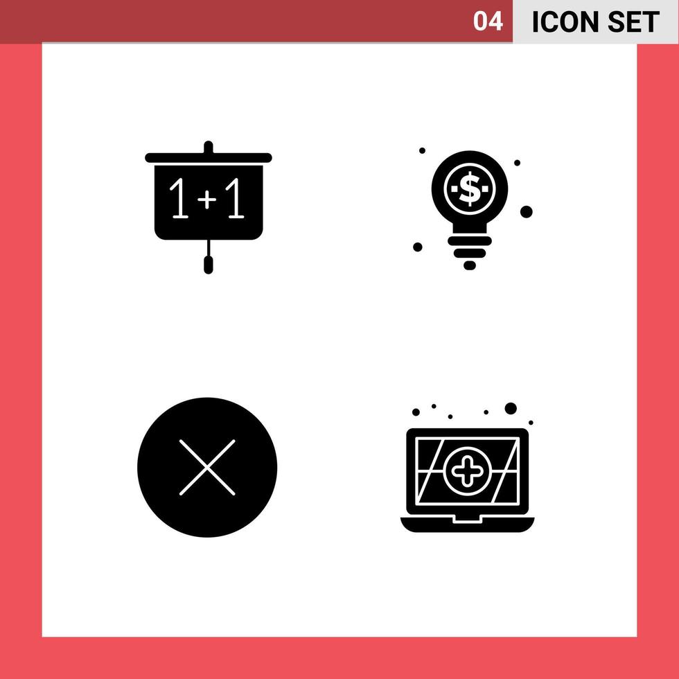 mobil gränssnitt fast glyf uppsättning av 4 piktogram av Diagram media skola pengar multimedia redigerbar vektor design element