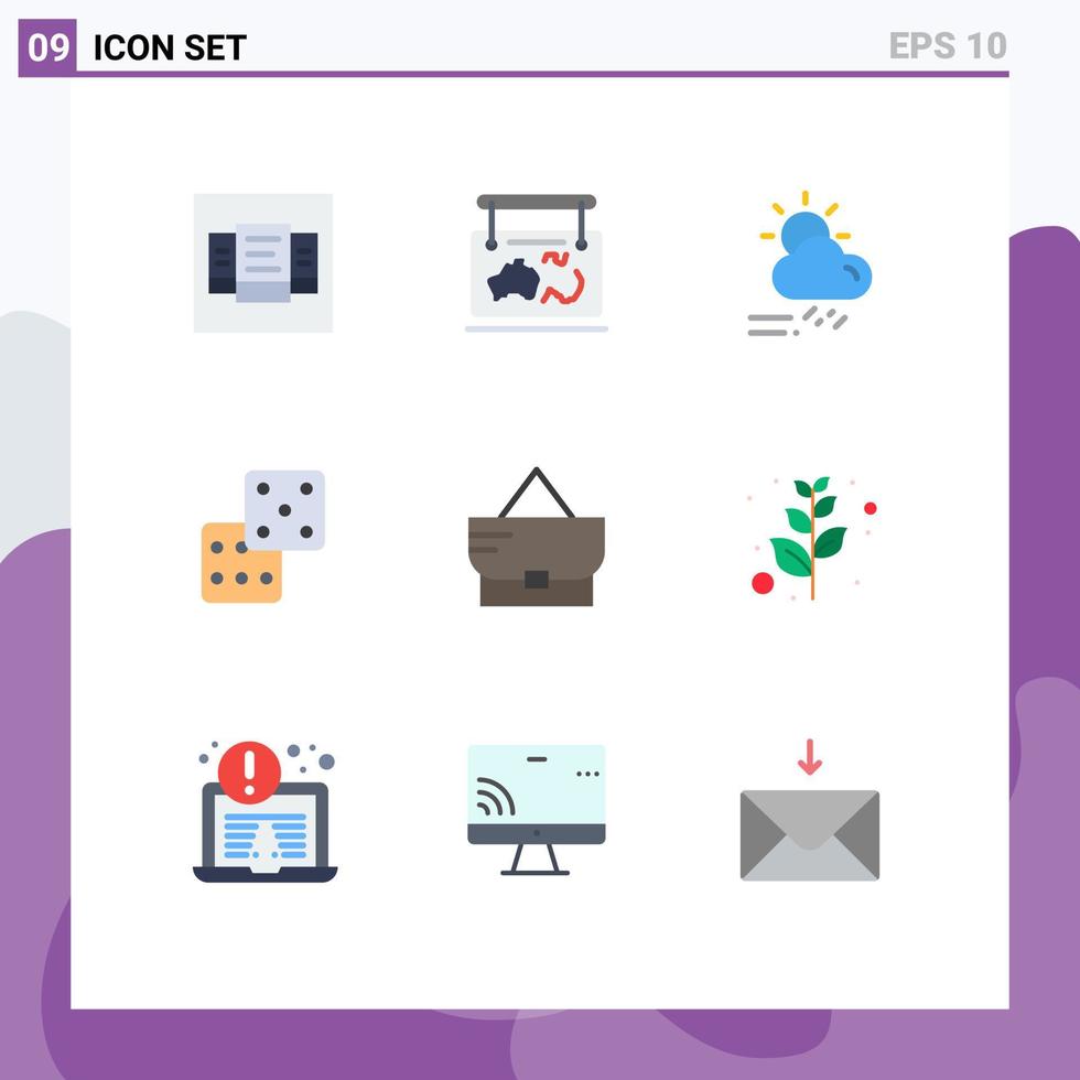 modern uppsättning av 9 platt färger pictograph av mode hasardspel moln tärningar väder redigerbar vektor design element