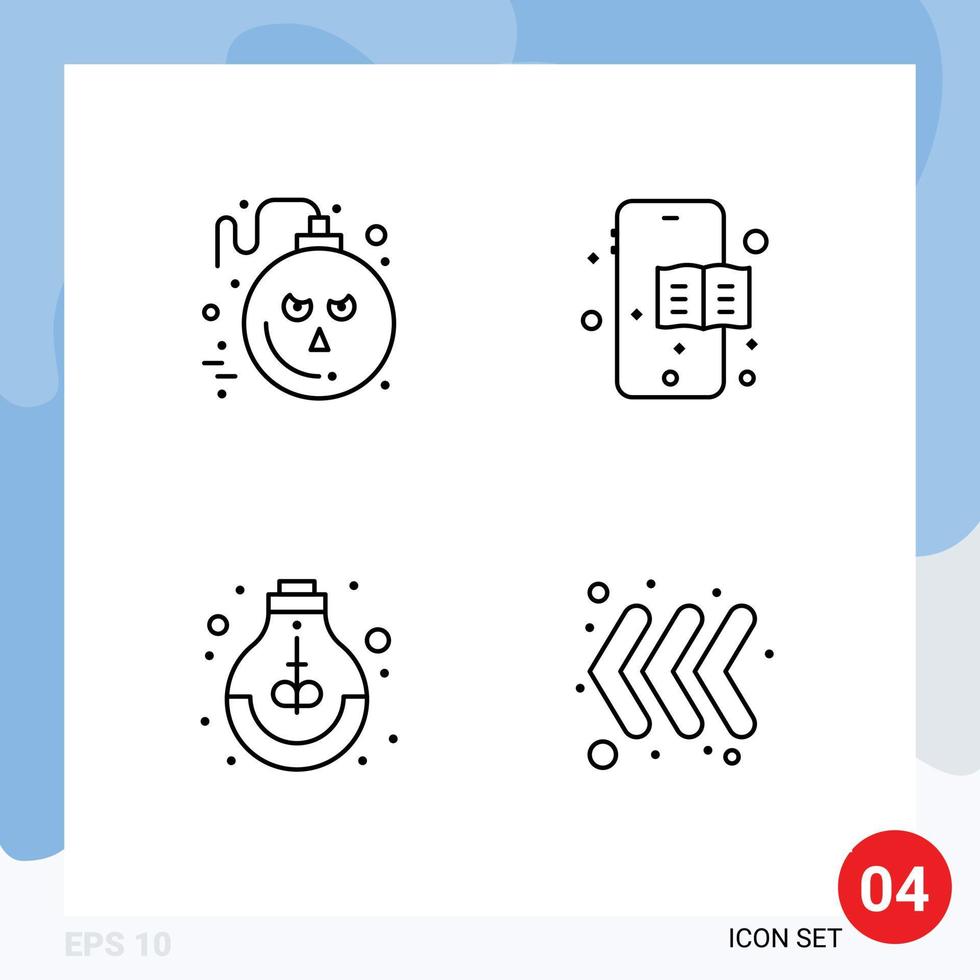 satz von 4 modernen ui-symbolen symbole zeichen für bombenschule gruseliger bildungspfeil editierbare vektordesignelemente vektor