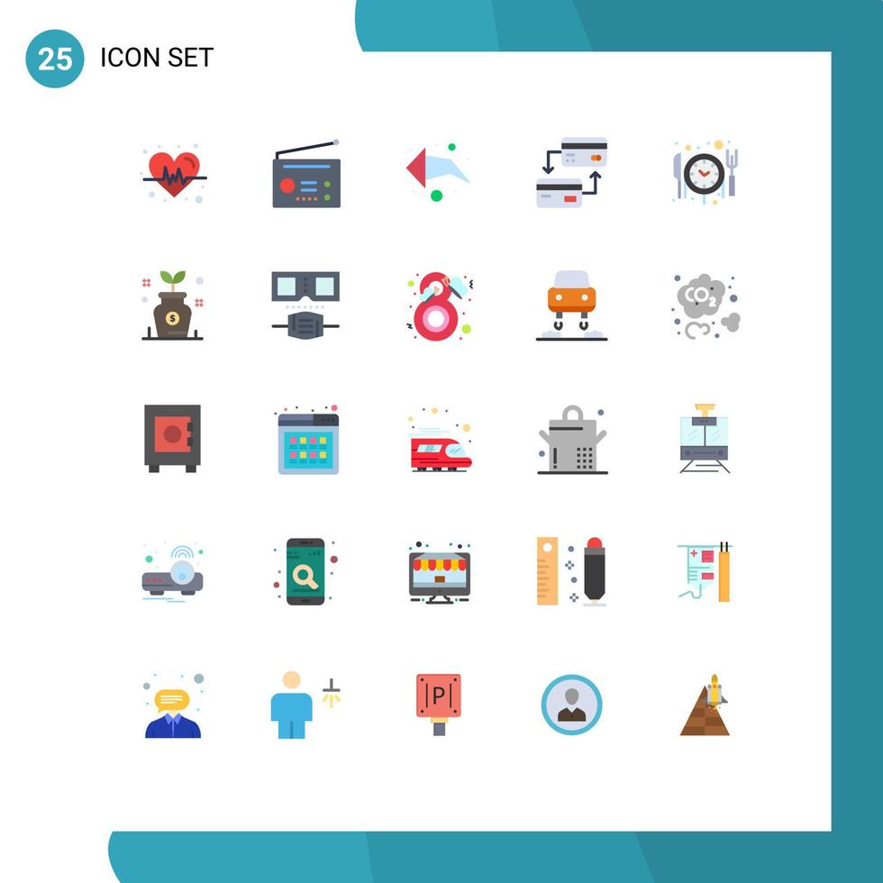 satz von 25 modernen ui-symbolen symbole zeichen für geschäftsreservierung links essen bargeldlos bearbeitbare vektordesignelemente vektor