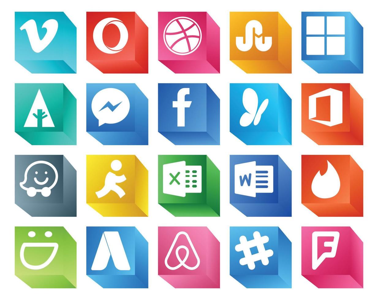 20 Social-Media-Icon-Packs, einschließlich Adwords Tinder Facebook Word Aim vektor