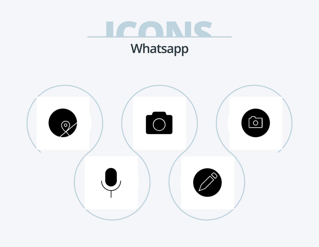 whatsapp glyf ikon packa 5 ikon design. . . Karta. ui. bild vektor