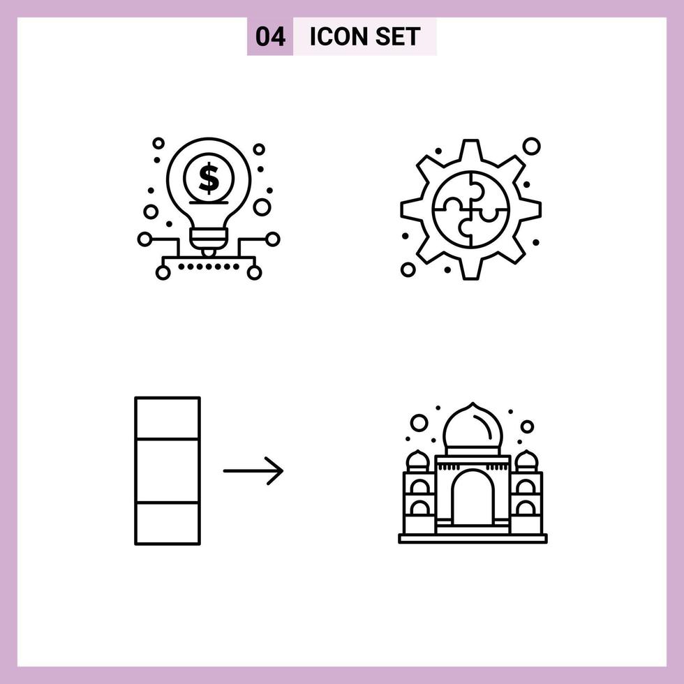 4 universelle Linienzeichen Symbole für Business Export Stock Gear Mahal editierbare Vektordesign-Elemente vektor